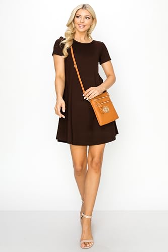 Small Multi Zipper Pockets Crossbody Bag with Detachable Wristlet - color: Brick