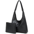 Casual Hobo Bag for Women Soft Shoulder Bags Slouchy Pu Leather Tote Purses for Work Travel - color: A Black