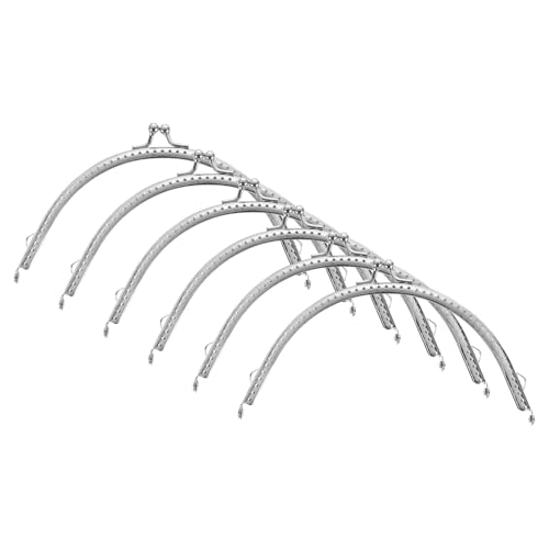 uxcell 6 Pcs Metal Purse Frame, 15cm/5.9" Vintage Arch Kiss Lock Clasp Frame Embossed for Purse Making, Handled Bag, Coin Bag Clutch Bag, Frame Hardware Replacements (Silver) - size: 5.9"