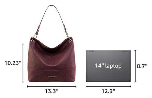 Purses for Women Hobo Bags Slouchy Shoulder Bag Tote Handbags | Stylish for Everyday Use, Zip-top Closure, Back Anti-theft Pocket, 3 Inner Pockets, Comfortable Wide Strap for Dating Errands - color: A-burgundy Brown