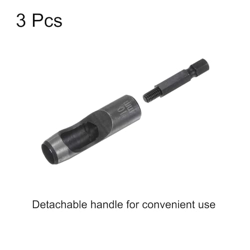 HARFINGTON 3pcs Leather Hollow Punch 1/4 Hex Shank for Drills, 10mm Dia Rotary Hole Punch for Thick Fabrics Leathercraft Working - size: 10mm