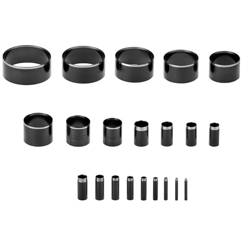 QWORK Leather Circle Cutter Tool Set - 21-Piece High Carbon Steel Punch Kit with Sizes Ranging from 1mm to 55mm, Hole Punch Tool Kit, Steel Round Cutting Dies