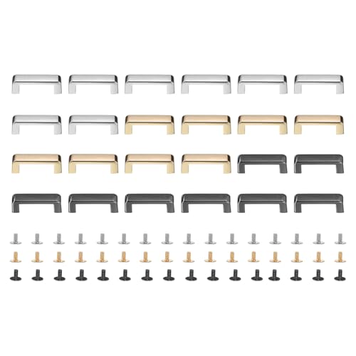uxcell 12Pcs Metal D-Ring Connector Buckles, Alloy Right Angle Arch Bridge D-Ring Buckles Chain Strap Connector with Screws for Leather Crafts (Grey/Black/Light Gold, 1.1 x 0.2 Inch)