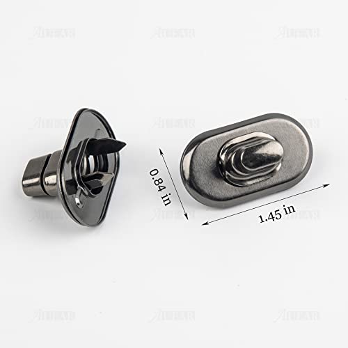 AUEAR, 12 Pack Black Turn Lock Clasp Hardware Purse Closure Latches Handbag Twist Fasteners for DIY Bag Craft Project - color: Black