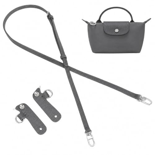 Purse Straps Replacement, Leather Handbag Crossbody Shoulder Strap Kit Adjustable for Mini Longcamp Tote Bag Women - color: Anthracite