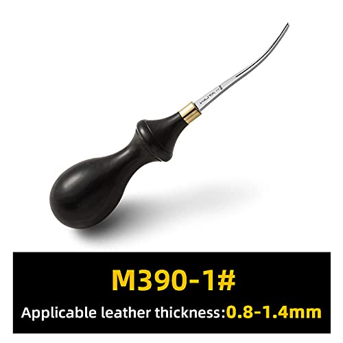 WUTA M390 Die Steel Leather Edge Beveler PRO 0.6mm 1PCS Skiving Craft Work Tools Cutter Edger Creaser Skiver Supplies Professional Design Bevelers Leathercraft Kit Ebony Handle - size: Size 1 (0.6mm) M390