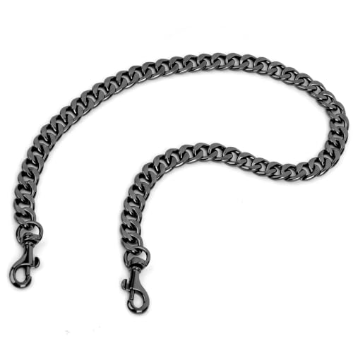 Purse Chain Medium Size Metal Bag Strap Extender Charm Replacement | Flat Links Accessory - color: Black