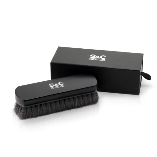 Premium Horsehair Shoe Polish Brush – Handcrafted Beechwood Shoe Brush for Shine and Buffing – Luxurious Shoe Shine Brush with Soft Horsehair Bristles (Black) - color: Premium Black