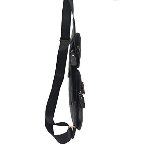 Leather Sling Bag Crossbody Backpack for Men Women Travel Outdoor Sports Hiking Camping Shoulder Chest Day Pack Daypack - color: #02black(s)