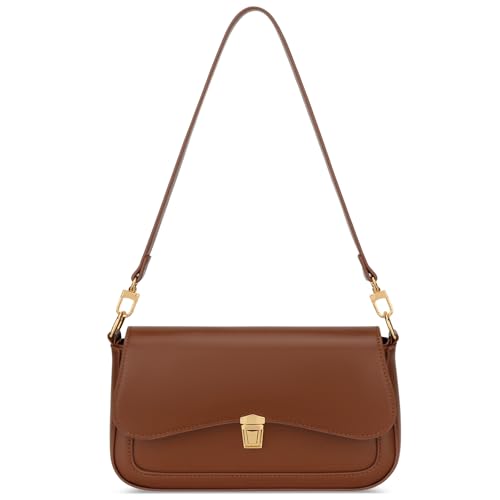 KKXIU Small Shoulder Bag for Women Cute Hobo Handbags Mini Clutch Purses | Classic Trendy Retro Underarm Crossbody Bag with Detachable Straps, Zipper Closure - color: Brown