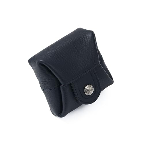 Cockatoo Genuine Leather Coin Pouch Change Holder Mini Snap Pocket Wallet for Men Women (Set of L&S,NAVY BLUE) - color: Navy Blue, size: Set (Large & Small)