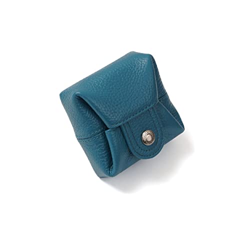 Cockatoo Genuine Leather Coin Pouch Change Holder, Mini Snap Pocket Wallet for Men Women (Azure, Large) - color: Azure, size: Large