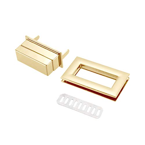 uxcell 2 Sets Rectangular Purses Twist Lock 52mm X 29mm Clutches Closures for DIY Bag Making - Light Gold - color: Light Gold, size: 52mm x 29mm