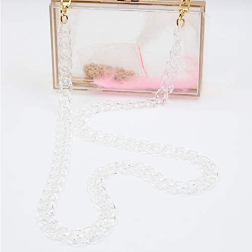 Aumey Clear White Black Brown Acrylic Chain Clutch Purse Strap Handles Bag Handbag Purse Replacement Chains 40 Inches - color: Transparent