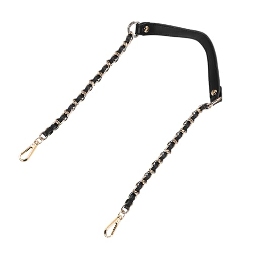 Uxcell 39" Leather Iron Flat Chain Strap for Handbag Purse - Shoulder Replacement Handle, Black With Gold Chain - color: Black, Gold, size: 39"
