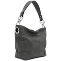 Hobo Shoulder Bag with Big Snap Hook Hardware - color: Charcoal Grey