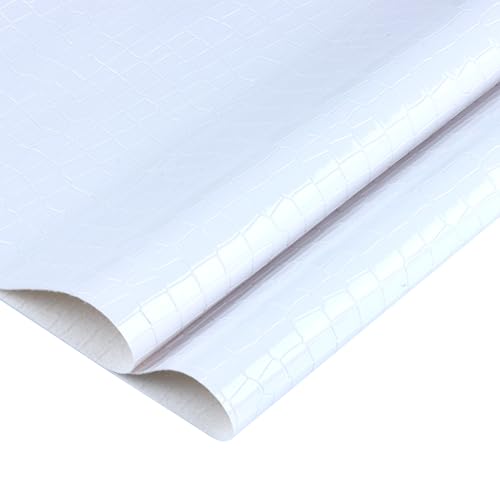 HGUAN Crocodile Skin Texture Faux Leather Sheets Fabric 12"x53"(30cm X 135cm) Used for DIY Sewing Keychain Leather Earring Project (White) - color: White
