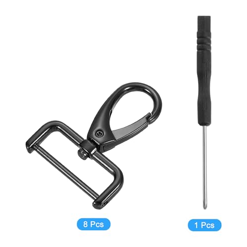 uxcell Swivel Clasps Hook, D Ring Detachable Snap Hardware Metal Lobster Claw Clasp Hook with Screwdriver - color: Black, size: 38mm(1.5 Inch)