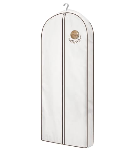 MISSLO 60" Cotton Garment Bag for Long Dress Breathable Fur Coat Storage Bag Women Dress Cover Luxury Garment Bags for Hanging Clothes Travel for Fur Coat, Jacket, Gown, Suit - size: 60 inch