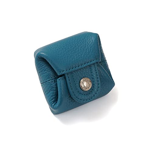 Cockatoo Genuine Leather Coin Pouch Change Holder, Mini Snap Pocket Wallet for Men Women (Azure, Small) - color: Azure, size: Small
