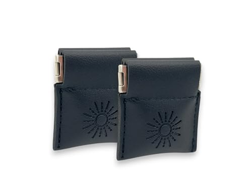 HOTZ Pouch Case for Zyn & Nectr, Discreet Small Pocket Travel Container | Holds 7 pouches, a soft squeeze top and slim can alternative, gift for him, 2 pack - color: Black