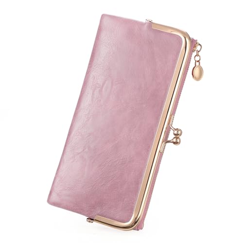 GOIACII Womens Wallet Kiss Lock Bifold Leather Wallets for Women Pink - color: A05 Pink