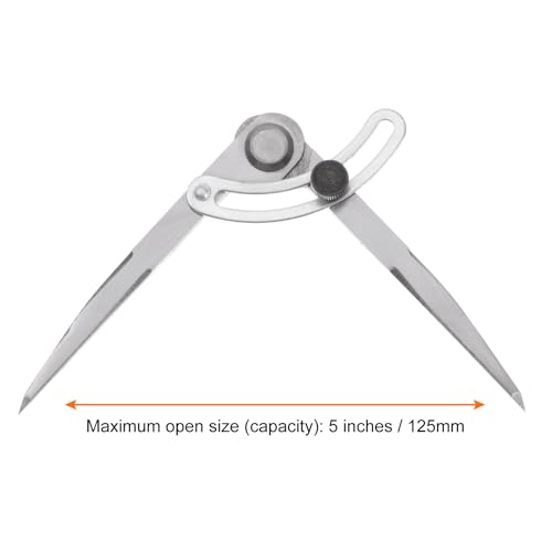 HARFINGTON Wing Divider Compass 5 Inch 125mm Adjustable Lockable Woodworking Compass for Metalworking Geometry Drawing Woodworking - size: 5"