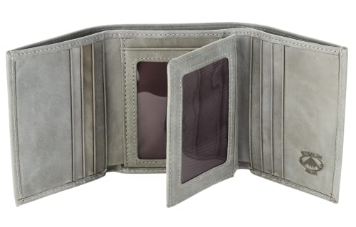 Stealth Mode Leather Trifold RFID Wallet For Men With Flip Out ID Holder - color: Grey