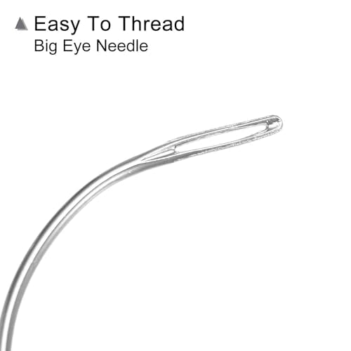 HARFINGTON 50Pcs Curved Needles 2", 2. 5" C Type Weaving Sewing Needles Wig Making Upholstery Big Eye for Carpet Leather Canvas Repairing Blocking Knitting - size: 2", 2. 5"