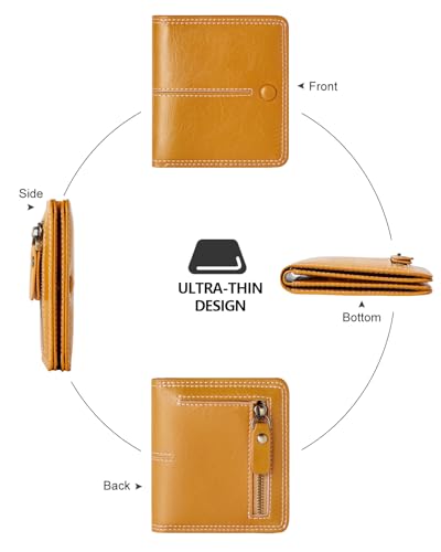 TFKGS Womens Wallet RFID wallet women small wallets woman Thin Credit Card Holder for women Bifold Compact Pocket Ladies Mini Slim wallet purse Vegan Leather Yellow - color: 2-Yellow