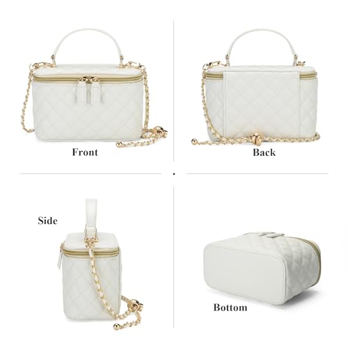 GAYI URBAN Samll Quilted Square Crossbody Bags for Women | Mini Designer Box Clutch Purses with Adjustable Chain Strap - color: White