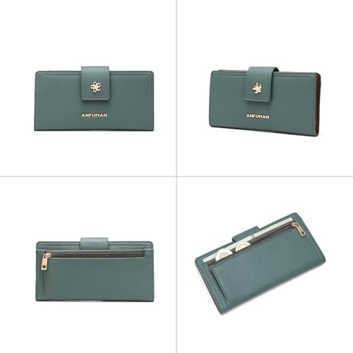 Long Wallets for Women Rfid Blocking Leather Multi Card Holder Wallet Clutch Ladies Wallet Zipper Pocket with ID Window Turquoise - color: Turquoise