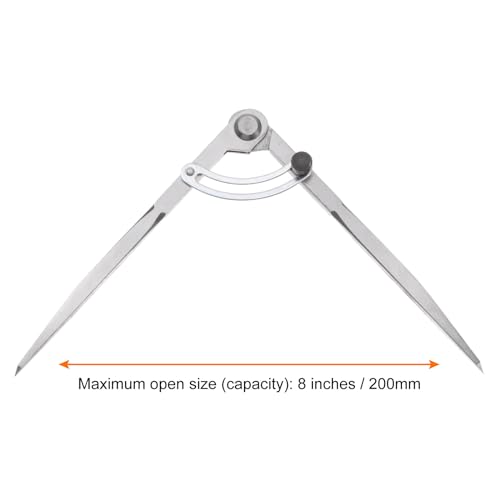 HARFINGTON Wing Divider Compass 8 Inch 200mm Adjustable Lockable Woodworking Compass for Metalworking Geometry Drawing Woodworking - size: 8"