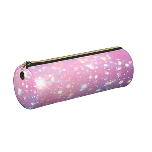 OSAM SPACE Leather Pencil Case Round Pencil Bag Glitter Pen Organizer Holder Portable Zipper Pouch Cute School Supplies for Girls Boys Study Office - color: Glitter