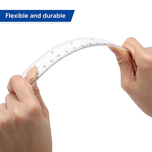 Zonon 100 Pcs 6 Inch Plastic Rulers Flexible Dual,Clear | Bulk Straight with Inches and Cm Markings, For Students Back to School Classroom, Soft Bendable for Office Measuring - color: Clear