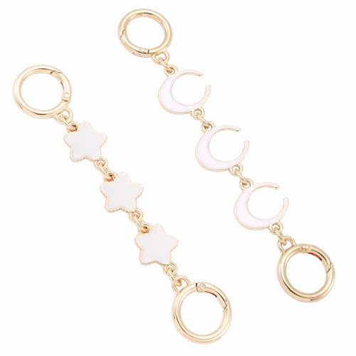 Purse Extender Chain Bag Extender Chain Purse Strap Extender Bag Chain Charms(White Star/Moon), White(moon/Star) - color: White(moon/Star)