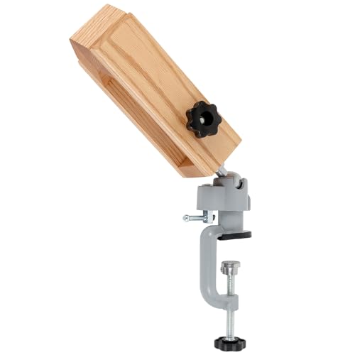 Leather Stitching Pony Clamp - 360 Rotation Wooden Leather Pony Clamp Universal Leathercraft Tool for Speedy Stitching, Lacing, and Sewing (Small Size)