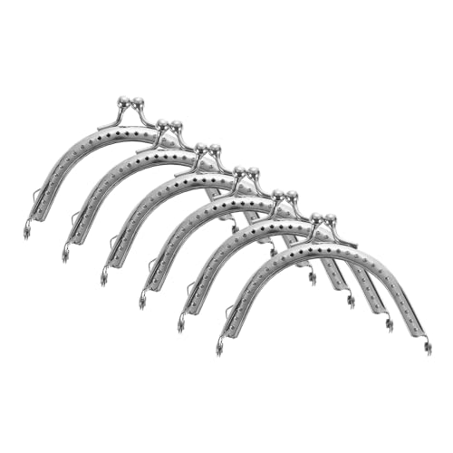 uxcell 6 Pcs Metal Purse Frame, 8.5cm/3.3" Vintage Arch Kiss Lock Clasp Frame Embossed for Purse Making, Handled Bag, Coin Bag Clutch Bag, Frame Hardware Replacements (Silver) - size: 3.3"