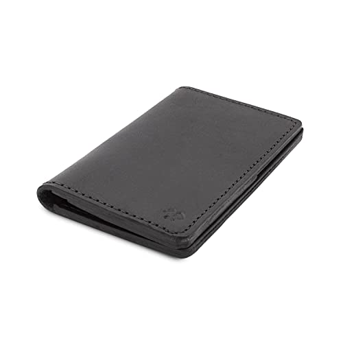 Leather Passport Holder for Men | Made in USA | 3.5" x 5.5" Field Notes Cover | Midnight Black - color: Midnight Black