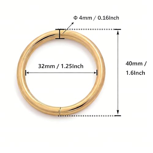 BIKICOCO 1-1/4'' Metal O-Ring Buckle Connector Round Loops Non Welded for Bags Webbing Purse and Belt Straps - color: Light Gold X 20 Pcs