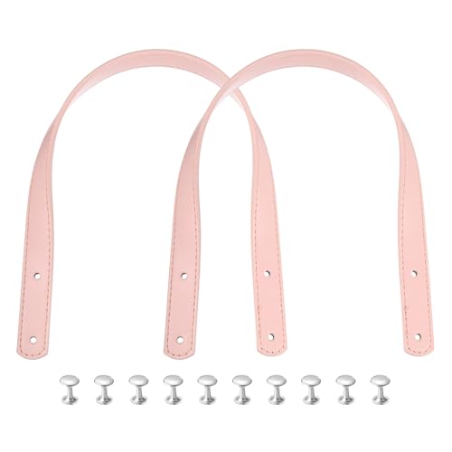 MECCANIXITY 2pcs 18 Inch (45cm) PU Leather Purse Handle, Sew On Shoulder Purse Straps Handbag Belt Band Bag Handle Bag Strap Replacement for Wallet Tote Making, Pink - color: Pink, size: 18 Inch