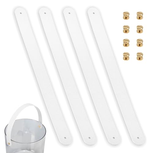 Mini Speaker Cabinet PU Leather Handles Strap, Small Bucket Strap Handheld Accessories, Replacement Handle for DIY Crocheted Bags, 10 Inches, White, 4 Pieces - color: White