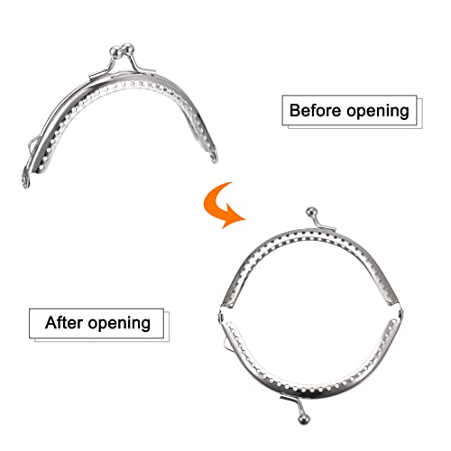 uxcell Metal Purse Frames - 3.35" 6Pcs Kiss Lock Clasp Frame Arch Embossed Clutch Frame Handles for Coin Purse Sewing Bag Making DIY Craft, Silver Tone - size: 3.35"