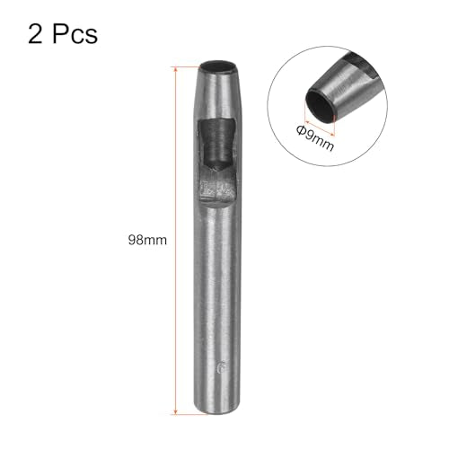 HARFINGTON 2pcs Hollow Punch for Leather 9mm Round Hole Punch Tool for Belt Puncher Carbon Steel Single Punch for Watch Belt Cut Leather Craft Rubber Paper Fabric Plastic Soft Material - size: 9mm