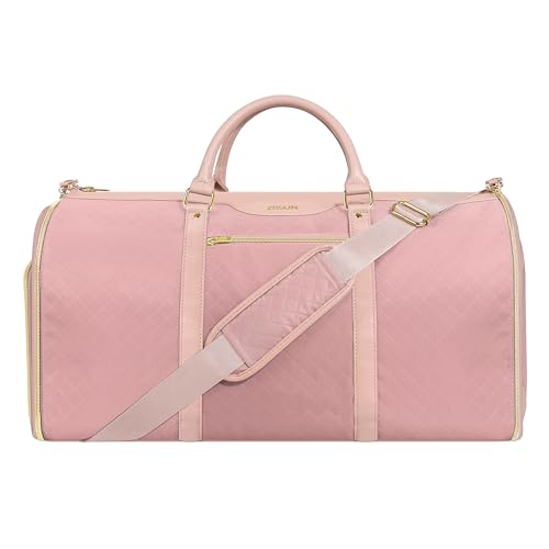 Convertible Garment Bag with Shoulder Strap, Carry on Garment Duffel Bag for Men Women,Waterproof & Wrinkle-Free Suit Carrier for Business Trips & Weekend Getaways, Foldable & Lightweight - color: Q.Pink