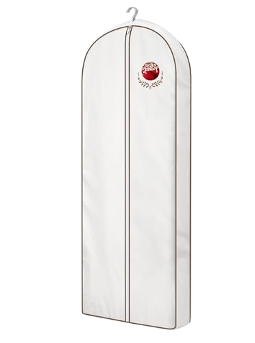 MISSLO 65" Cotton Garment Bag for Long Dress Breathable Fur Coat Storage Bag Women Dress Cover Luxury Garment Bags for Hanging Clothes Travel for Fur Coat, Jacket, Gown, Suit - size: 65 inch