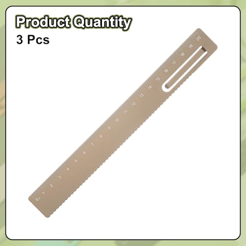 HARFINGTON 3pcs Straight Ruler 20cm Metric Metal Aluminum Alloy Measuring Bookmark Clip Ruler Scale Tool for Measure Study Reading Classroom Office, Gold - color: Gold, size: 20cm