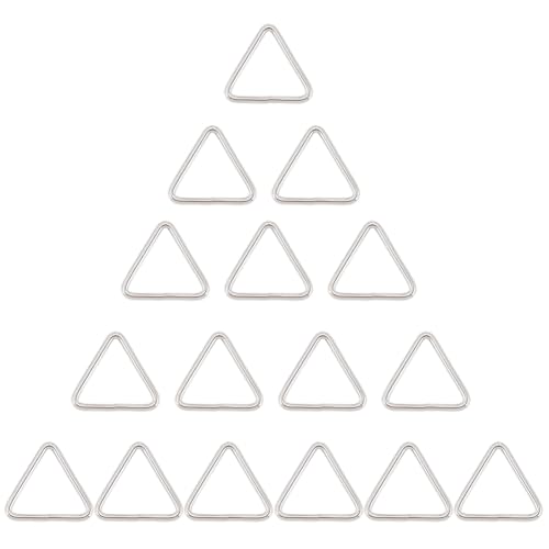16Pcs Metal Triangle Ring Buckle Connectors Gunmetal Adjuster Purse Strap Keychain Lanyard - color: Platinum