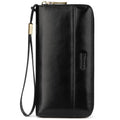 Real Leather Wristlet Wallet Women With RFID Blocking(ypblack) - color: b1-Oiled leather black