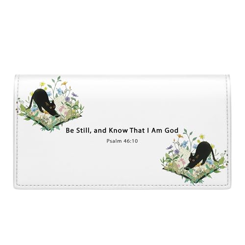 Tipmile Checkbook Covers for Personal Checkbook, PU Leather Checkbook Holder for Women and Men with Elastic Band, Effortless Sophistication - color: D Be Still